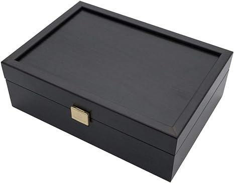 Handmade Wooden Storage Chess Box BLACK / Case for Standard Size Chess Pieces (32 pcs - up to 3,75" inch pieces - Chessmen Not Included)