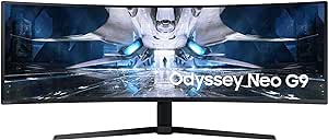 Samsung Ecran PC Odyssey Neo G9 49" 240Hz,1ms, Dalle VA Mini-LED, Résolution 5120x1440, 1 000 000 : 1, 1000R, 420 cd/m², Anti-reflets, AMD FreeSync Premium Pro, Compatible G-Sync, HDMI(x2) DisplayPort