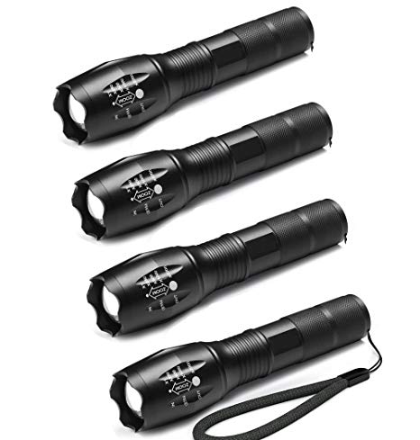 BESTSUN 4 Pcs Military Grade 5 Mode XML T6 3000 Lumens Tactical Led Waterproof Flashlight - Get 4 for Only 29.95