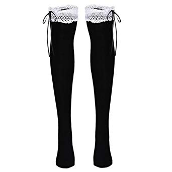 Voberry Womens Girls Lace Top Thigh High Socks Over Knee Leg Warmer Leggings