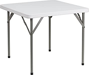 Flash Furniture 34'' Square Granite White Plastic Folding Table [DAD-YCZ-86-GG] (Renewed)