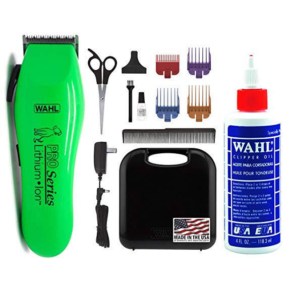 WAHL Lithium Ion Pro Series Cordless Animal Clippers – Rechargeable Quiet Low Noise Heavy-Duty Electric Dog & Cat Grooming Kit for Small & Large Breeds with Thick & Heavy Coats