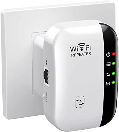 WiFi Extender Signal Booster Up to 2640sq.ft The Newest Generation, Wireless Internet Repeater, Long Range Amplifier with Ethernet Port, Access Point, 1-Tap Setup, Alexa Compatible N300