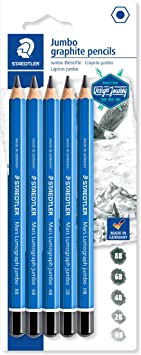 PENCILS DRAWING MARS LUMOGRAPH JUMBO STAEDTLER SET OF 5