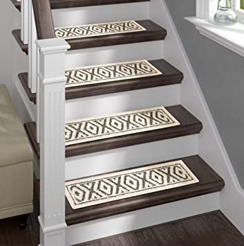 Sofia Rugs Shaggy Stair Treads - Gray Diamond Aura - Carpet Runner Strips for Staircase Steps - Rug-Soft Fabric for Traction and Non-Slip Improvement - Includes Double Sided Adhesive Tape