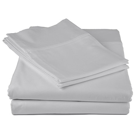 Peru Pima - 600 Thread Count - 100% Peruvian Pima Cotton - Sateen - Bed Sheet Set - Cal King, Slate