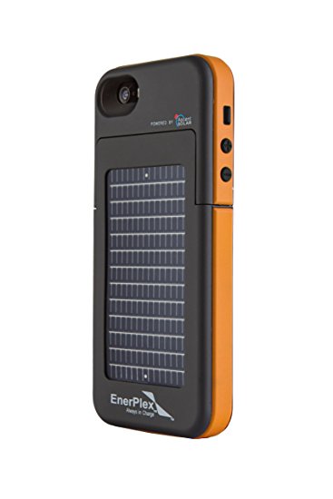 EnerPlex Surfr Ultra Slim Battery Backup & Solar Powered Case for iPhone SE/5/5S, Black/Orange, SFI-2000-OR