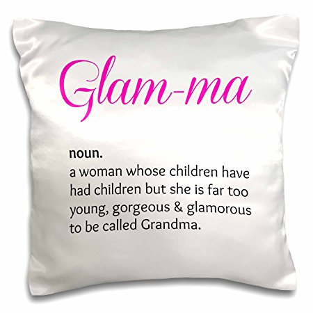 3dRose Print of Glam-ma, white background - Pillow Case, 16 by 16-inch (pc_220002_1)