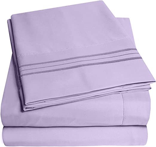 1500 Supreme Collection Bed Sheets Set - Luxury Hotel Style 4 Piece Extra Soft Sheet Set - Deep Pocket Wrinkle Free Hypoallergenic Bedding - Over 40  Colors - Cal King, Lavender