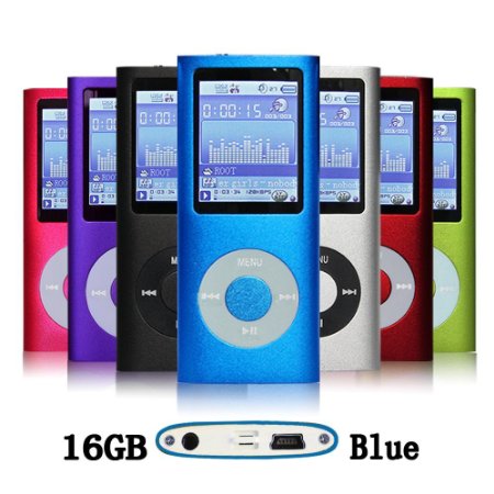G.G.Martinsen Blue MP3/MP4 16 GB Mini Usb Port Slim Small Multi-lingual Selection 1.78 LCD Portable MP3Player , MP4 Player , Video Player , Music Player , Media Player , Audio Player