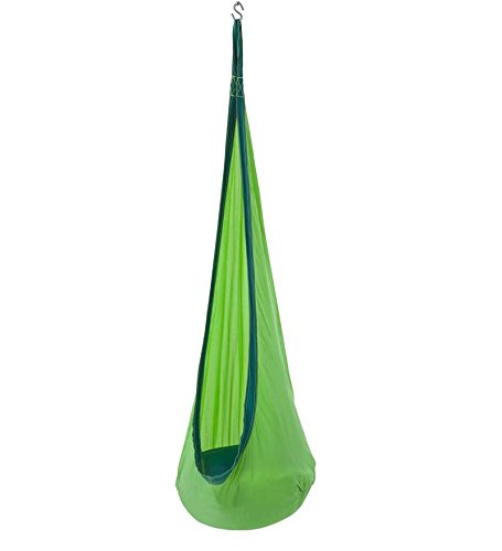 HugglePod Lite Indoor Outdoor Hanging Hammock Chair, Durable Lightweight Nylon with Reinforced Hanging Strap, Max Weight 175 LBS, 64 H x 24 W - Green