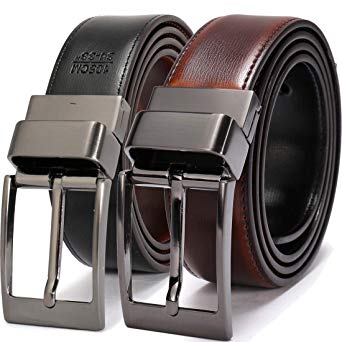 Beltox Fine Men's Dress Belt Leather Reversible 1.25" Wide Rotated Buckle Gift Box …