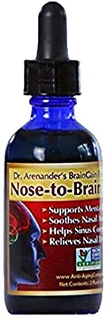 Dr. Arenander's BrainGain Formulas Organic Nose-to-Brain Ayurveda Nasya Oil (Nasal Drops) 6 Month Supply