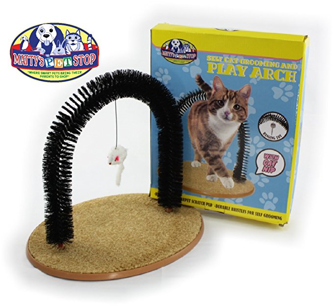 Matty's Pet Stop Cat Arch Self-Grooming and Massage Station with Scratch Pad and Catnip