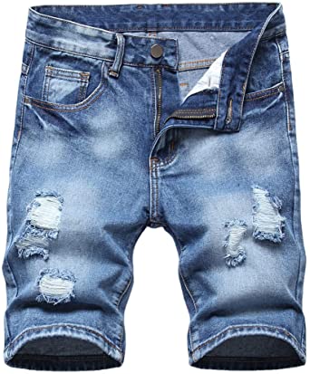 CHOINANALC Men's Denim Shorts, Classic Ripped Short Jeans for Men