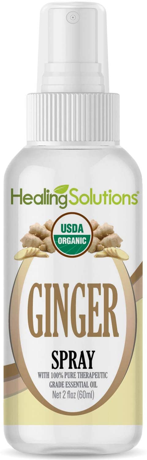 Organic Ginger Spray - Made from 100% Pure Ginger Essential Oil - Certified USDA Organic - 2oz Bottle by Healing Solutions