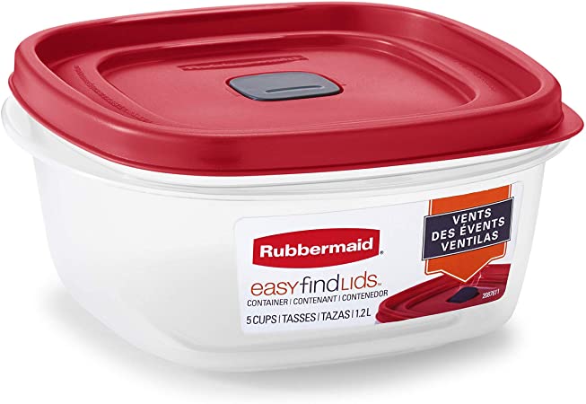 Rubbermaid Easy Find Lids 5-Cup Food Storage and Organization Container, Racer Red