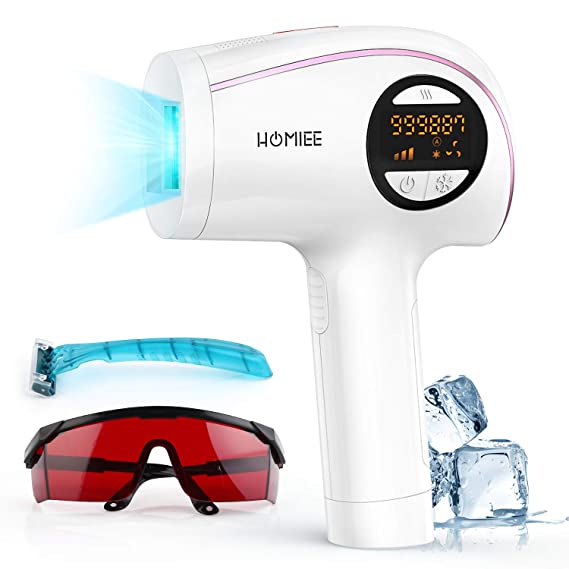 HOMIEE IPL Hair Removal for Women and Man - Facial Body Hair Remover Device Upgrade to 999,999 Flashes with Adjustable Dual Flash Modes for Full Body at-Home