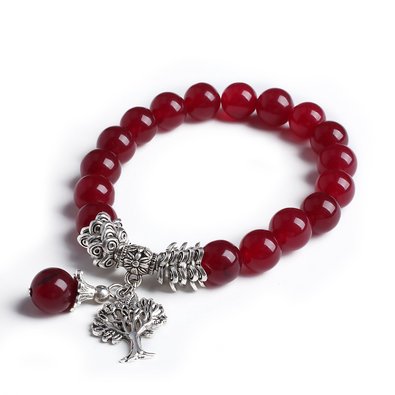 Valentines Day Gift Birthstone Bracelet with Lucky Tibetan Silver Life Tree Charms