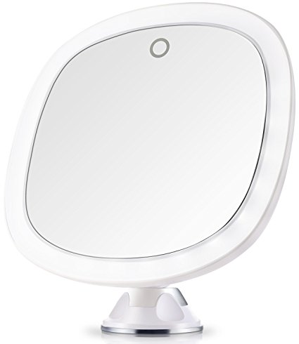 Miusco 9 inch 7X Magnifying Lighted Makeup Mirror, Cordless Travel Mirror, Suction, Battery & USB