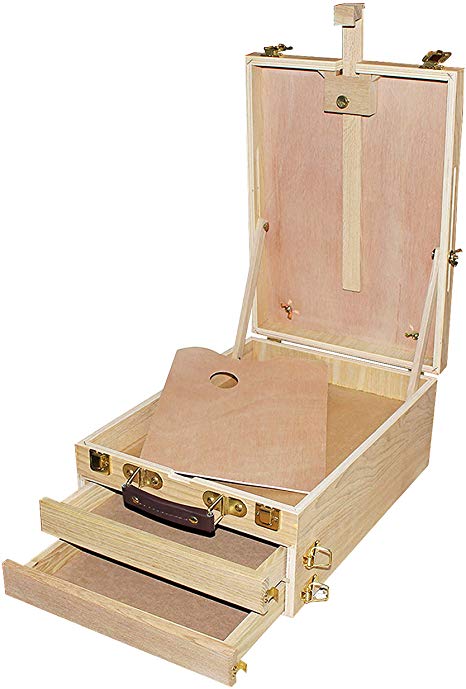 Kurtzy Artists Wooden Painting Easel / Desktop Folding Easel with 2 Storage Compartment for Storing Paint Brushes, Palettes , Oil Painting, Watercolor Brushes Holder Table Box Easel