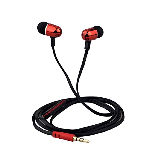 QFX H-302MRE/RED Universal Hands Free Earphones with In-Line Microphone, Red