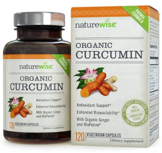 NatureWise Organic Curcumin Turmeric Advanced Absorption Antioxidant with Ginger and BioPerine, 500 mg, 120 count