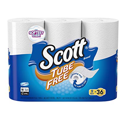 Scott Tube-Free Toilet Paper, Mega Roll, 9 Rolls, Bath Tissue