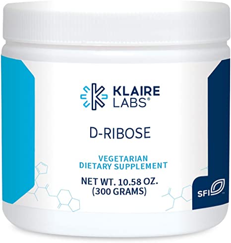 Klaire Labs D-Ribose Powder - Energy Metabolism & Cardiovascular Support - Hypoallergenic D-Ribose Supplement with Natural, Mild Sweet Taste - Mix Into Water or Juice (300g / 10.58oz)