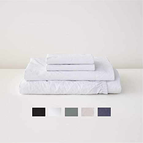 Tuft & Needle, Percale Sheet Set, 215 Thread Count, 100% Cotton - Full - Cloud