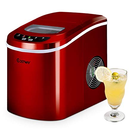 COSTWAY Ice Maker Machine, Portable Counter Top Electric Ice Machine, Silent & Easy Operation, 12Kg Ice in 24 Hours, 2.2 L Tank, Including Scoop and Removable Basket