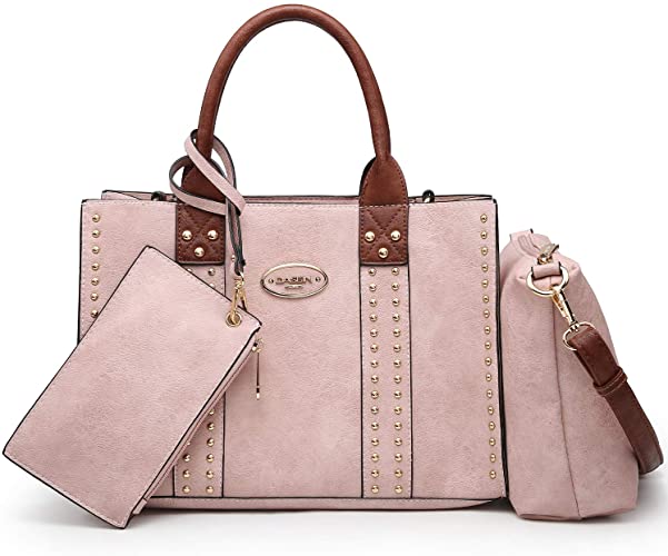 Women Vegan Leather Handbags Fashion Satchel Bags Shoulder Purses Top Handle Work Bags 3pcs Set