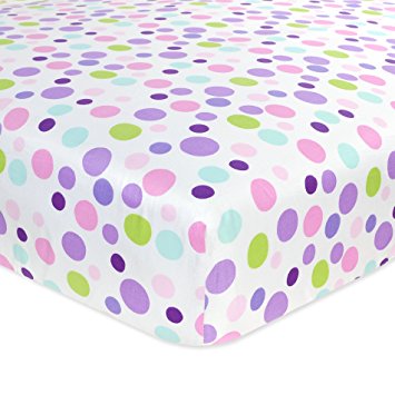Carter's Cotton Fitted Dotted Crib Sheet, Pink/Purple/Blue/White