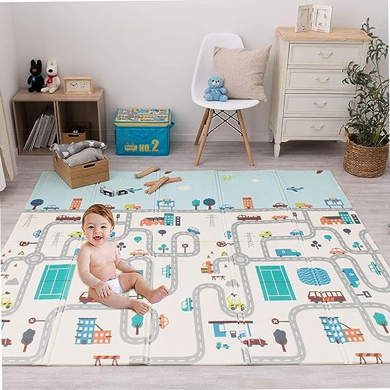 Graco Foldable Foam Baby Play Mat Early Learning Cognitive Playmat for Large Mats Double Side Soft Baby Play Crawl Floor Mat Waterproof Portable Outdoor/Indoor (Multicolor)
