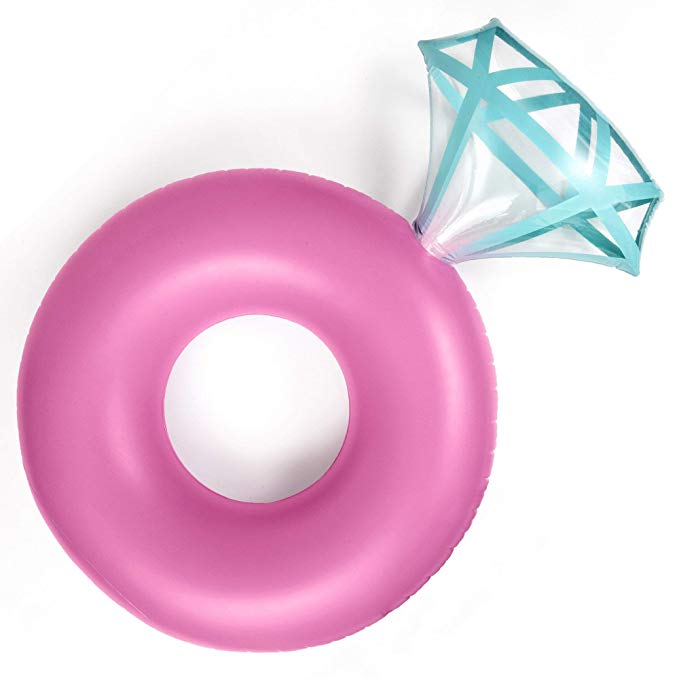 Giant Pool Float - Pink Diamond Ring Shape | 50" Diameter Inflatable Water Floats for Pool Party - by Fractal