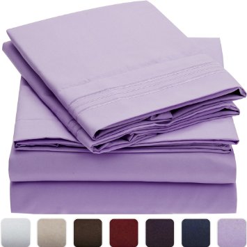 Mellanni Bed Sheet Set - HIGHEST QUALITY Brushed Microfiber 1800 Bedding - Wrinkle Fade Stain Resistant - Hypoallergenic - 4 Piece Cal King Violet