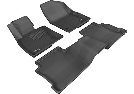 3D MAXpider Complete Set Custom Fit All-Weather Floor Mat for Select Mazda6 Models - Kagu Rubber (Black)