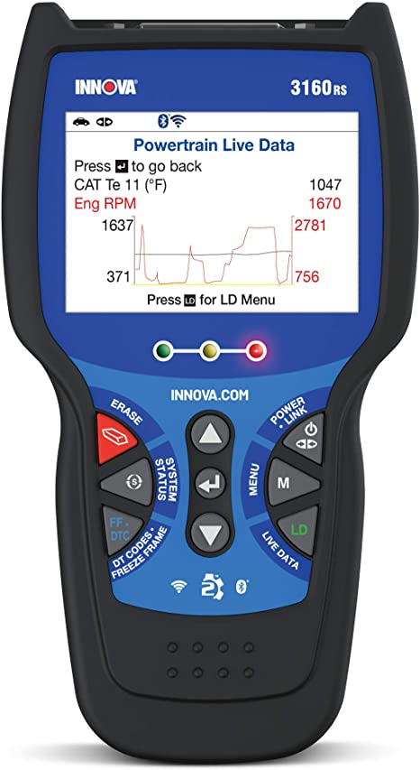 Innova 3160RS Pro OBD2 Scanner / Car Code Reader with Live Data, ABS, SRS, Service Light Reset, EPB, and Network Scan