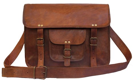 Gbag (t) Leather Unisex 100% Genuine Real Leather Messenger Bag for Laptop Briefcase Satchel ...