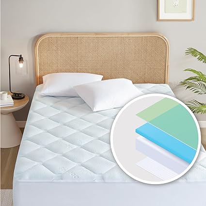 Degrees of Comfort 1 Inch 3cm Memory Foam Mattress Topper Double Bed, Mattress Pad with Soft Bamboo Cover with Extra Deep Pock, Breathable Skin-Friendly Mattress Topper 135x190x3cm