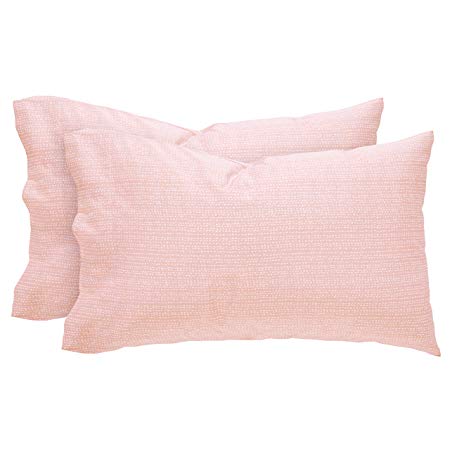 Rivet 2DGJH392 Half Moon, Sateen Cotton, Envelope closure Pillowcase set, Peach-pink/White, King, 2 Piece