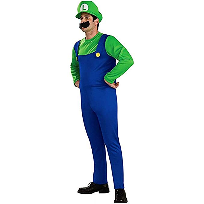 Riekinc Men's Super Brothers Costume Adult Cosplay Costume Mario Brothers