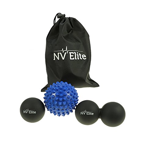 Massage Balls 3 Piece Set - Deep Tissue Massager for Feet, Trigger Points, and Myofascial Release! Raise Your Beat with NV Elite - Designed in Canada