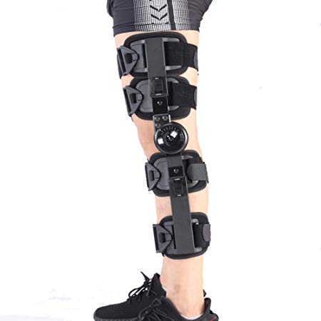 Hinged ROM Knee Brace, Post Op Knee Brace for Recovery Stabilization, Adjustable Medical Orthopedic Support Stabilizer After Surgery, Universal Size