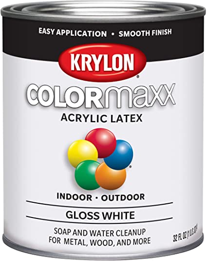 Krylon K05625007 Colormaxx Brush On Paint, Quart, White