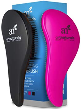 Art Naturals Detangling Hair Brush Set Pink and Black - glide the Detangler through Tangled hair - Best Brush  Comb for Women Girls Men and Boys - Use in Wet and Dry Hair - Top Detangling Brush