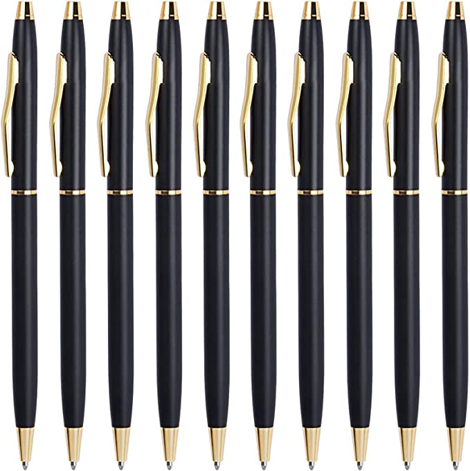Black Pens, Cambond Ballpoint Pen Bulk Black Ink 1.0 mm Medium Point Smooth Writing for Men Women Police Uniform Office Business, 10 Pack (Black)