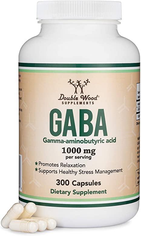 GABA Supplement (300 Capsules, 1,000mg per Serving) Promotes Calm, Relaxation, and Sleep (Made in The USA, Vegan Safe, Gluten Free, Non-GMO) by Double Wood Supplements