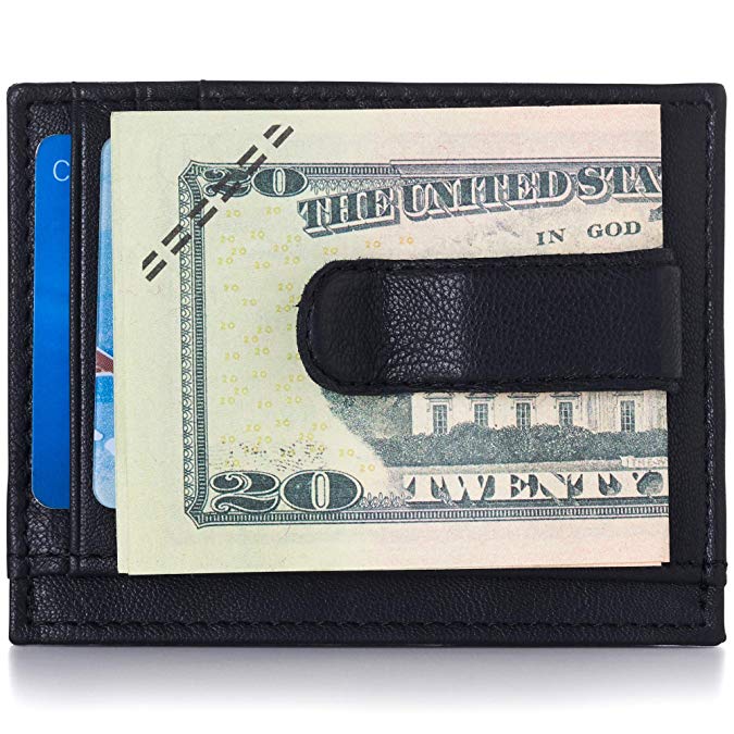 Alpine Swiss Mens Money Clip Genuine Leather Minimalist Slim Front Pocket Wallet