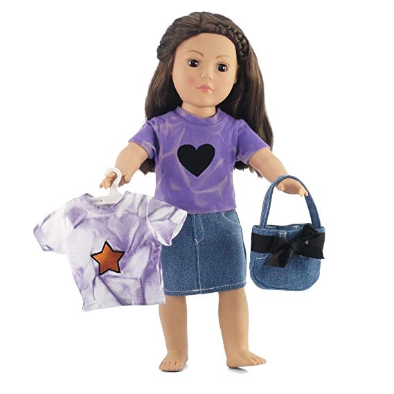 Fits American Girl Dolls 18" Denim Skirt Outfit - 18 Inch Doll Clothes/clothing